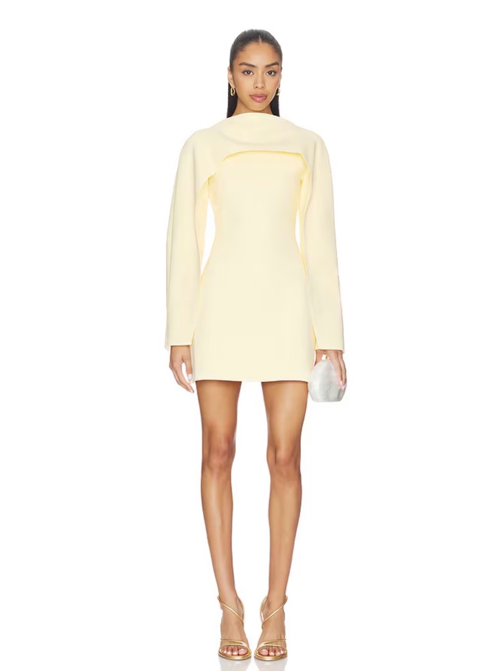 Cult Gaia Revolve Almina Wing Sleeve Mini Dress Elegant Yellow Long-Sleeve Sz L - Picture 5 of 16